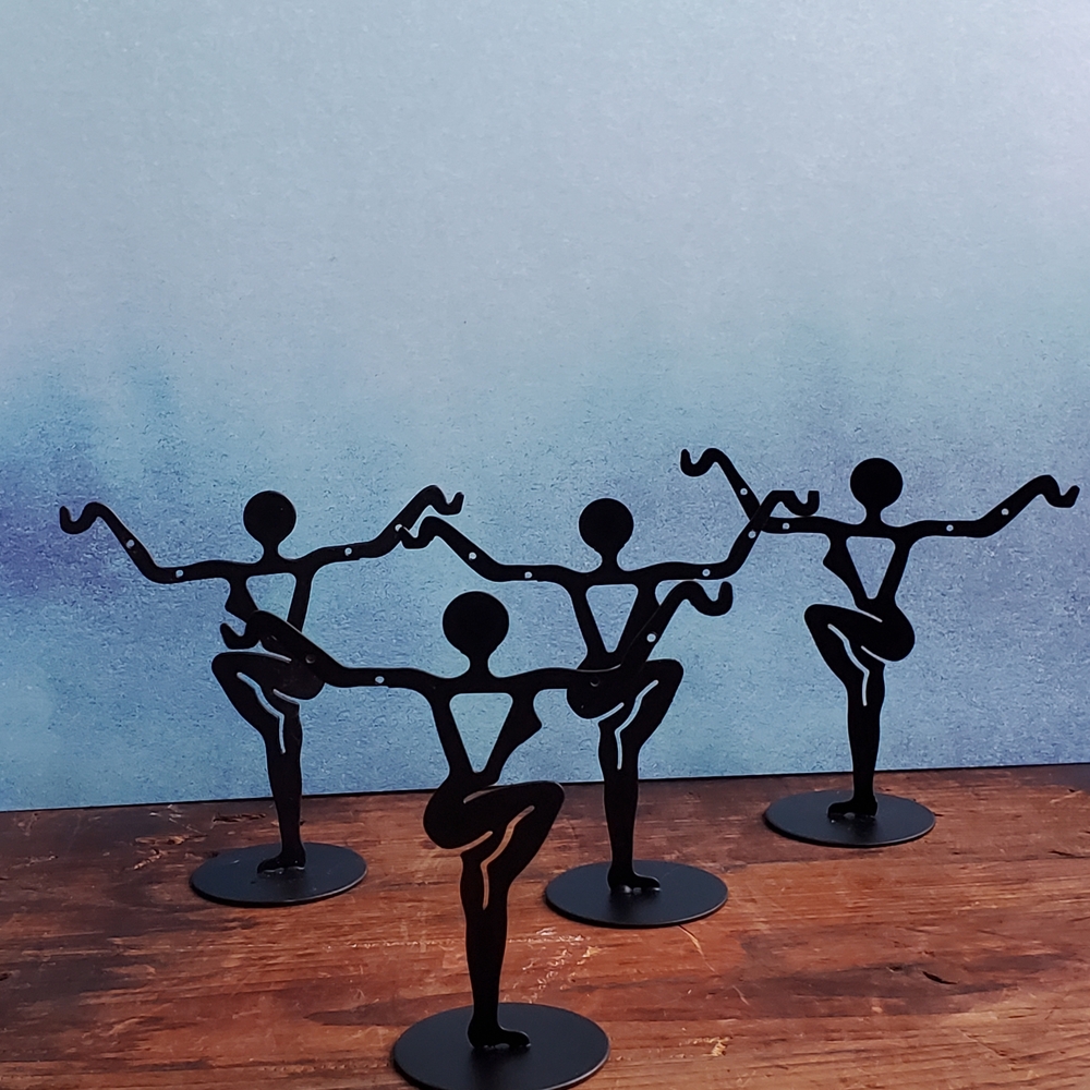 Black Metal Dancer Earring Display - 4 Holders